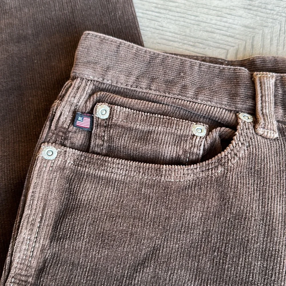 Polo by Ralph Lauren - High-Waisted, Flare-Leg, Chocolate-Brown Jeans - SZ 6 - Picture 3 of 15